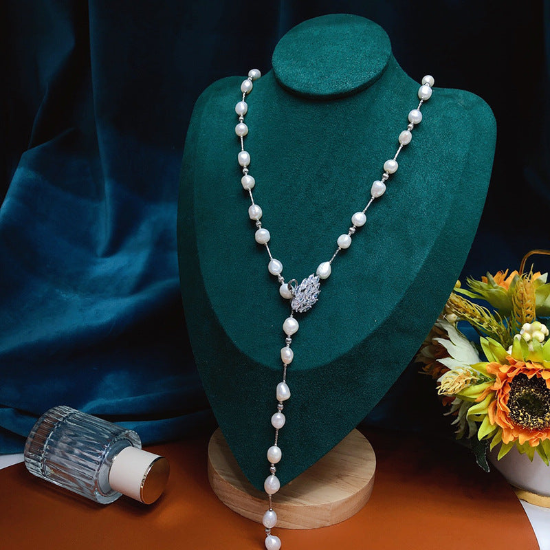 Baroque Pearl Necklace for Women - White Pendant, Unique & Versatile Design