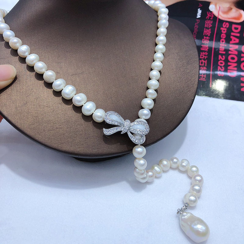 "Freshwater Pearl Necklace | Long-Length Simple Fashion for Women"