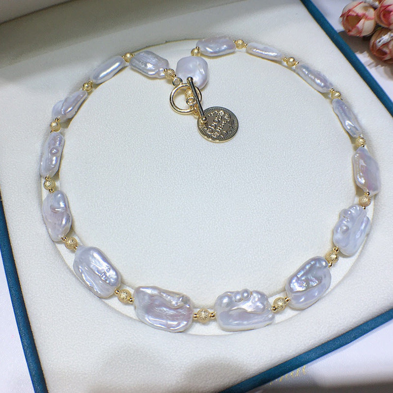 Manufacturers wholesale live supply a variety of freshwater pearl baroque necklace 4-17mm fashionable and simple women's winter new models