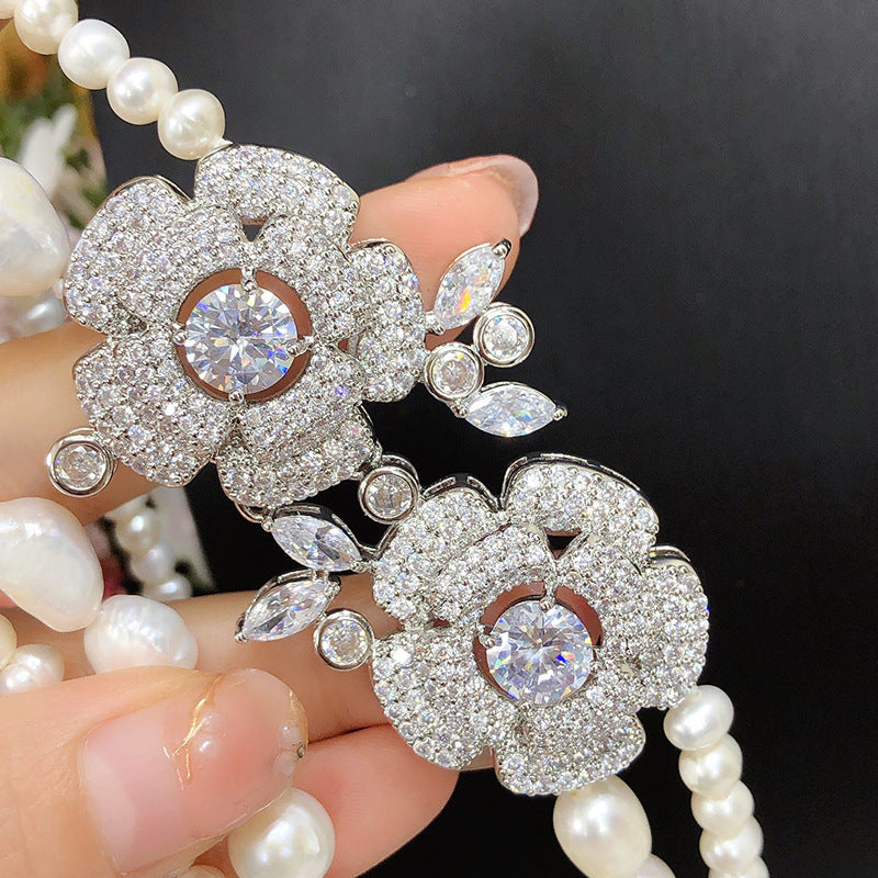 Double Layer Freshwater Pearl Necklace - White 5-9mm, Unique & Fashionable Design