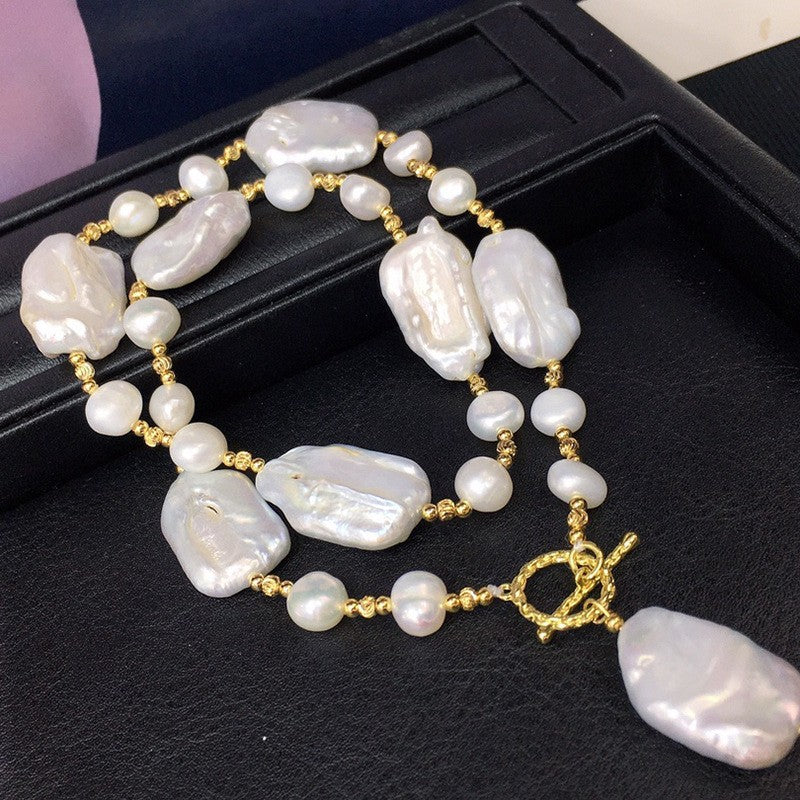 Manufacturers wholesale live supply a variety of freshwater pearl baroque necklace 4-17mm fashionable and simple women's winter new models
