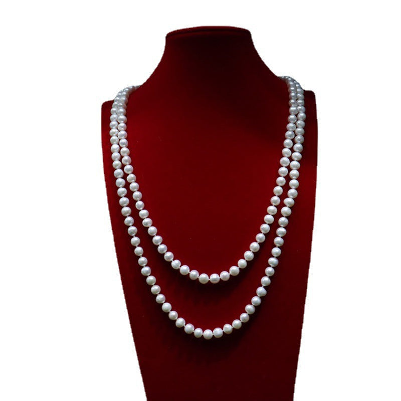 "Freshwater Pearl Necklace | Long-Length Simple Fashion for Women"