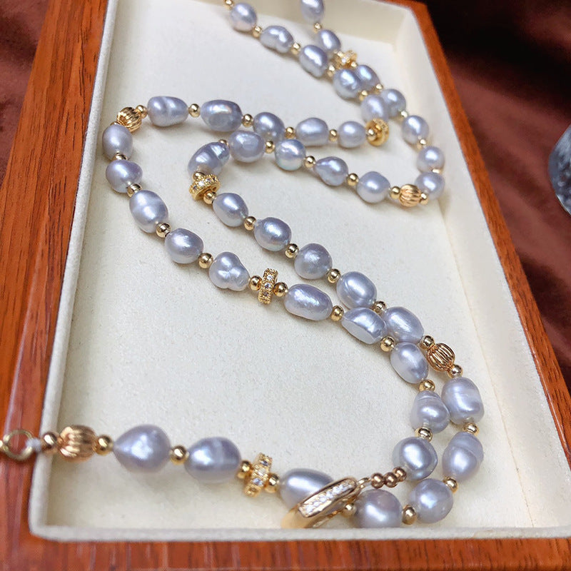 "Freshwater Pearl Necklace | Long-Length Simple Fashion for Women"