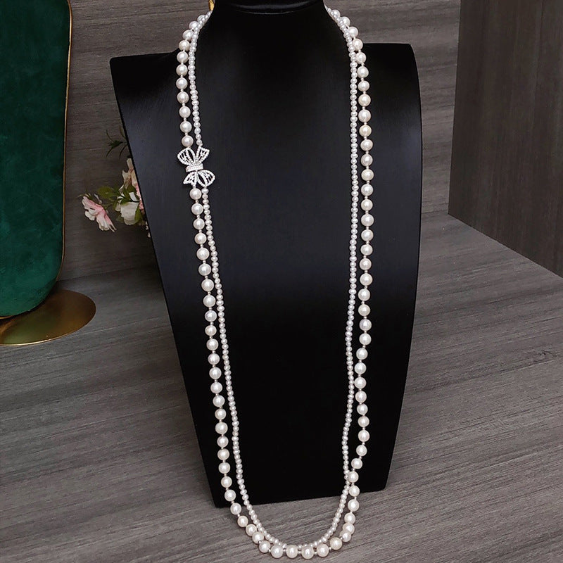 "Freshwater Pearl Necklace | Long-Length Simple Fashion for Women"
