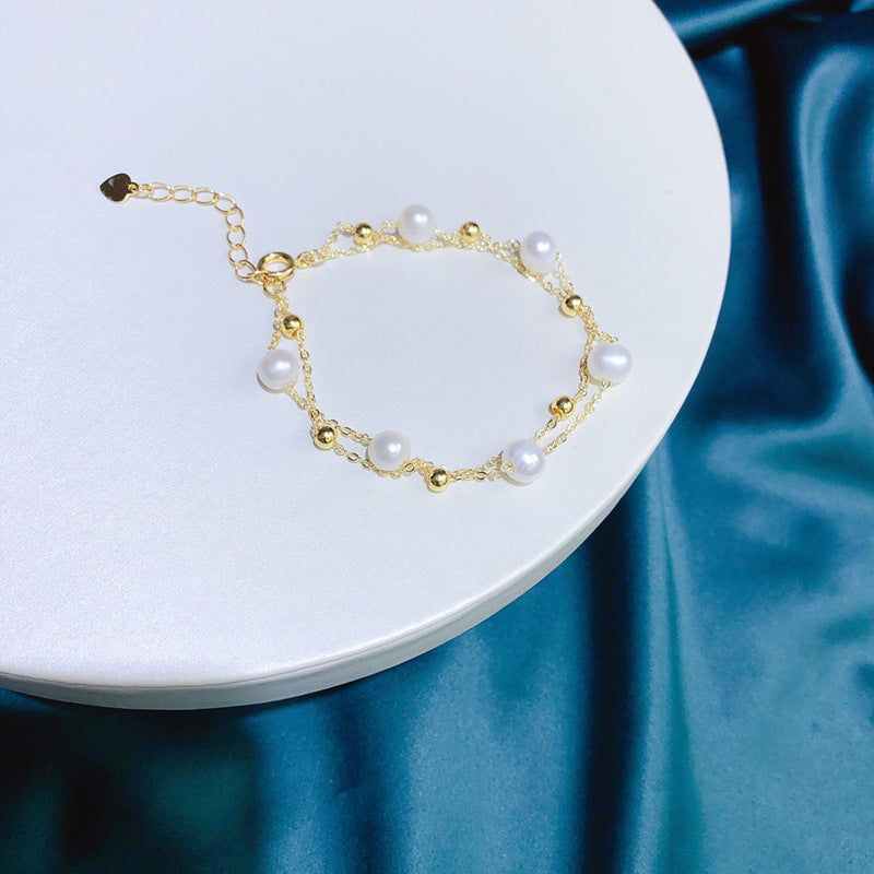18k gold-wrapped natural freshwater pearl bracelet