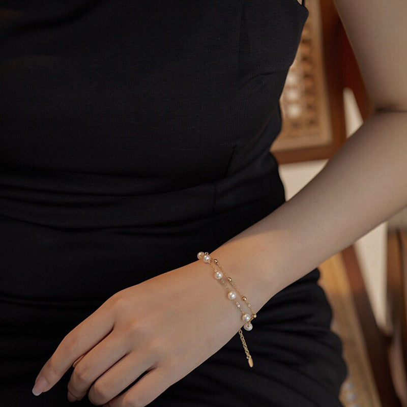18k gold-wrapped natural freshwater pearl bracelet