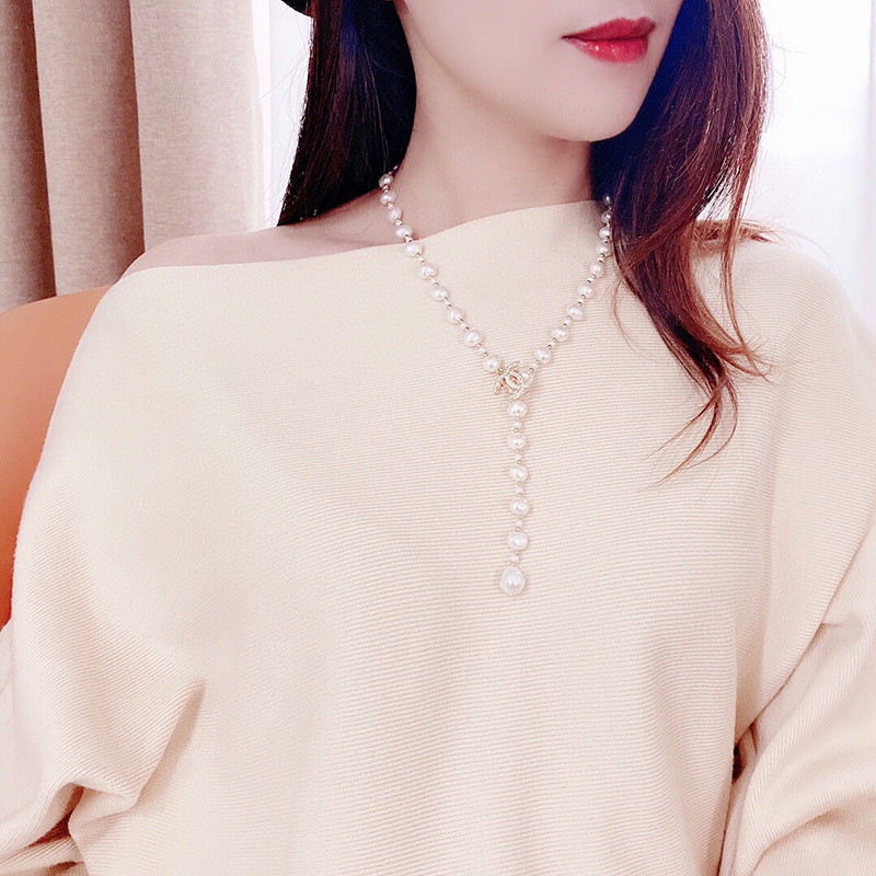Natural Baroque Pearl Necklace for Women - Short Irregular Freshwater Pearl Chain, Fashion Jewelry for Autumn and Winter