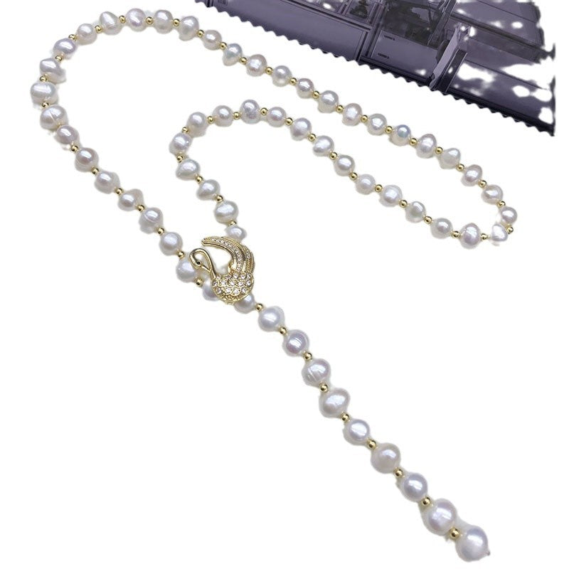 "Freshwater Pearl Necklace | Long-Length Simple Fashion for Women"