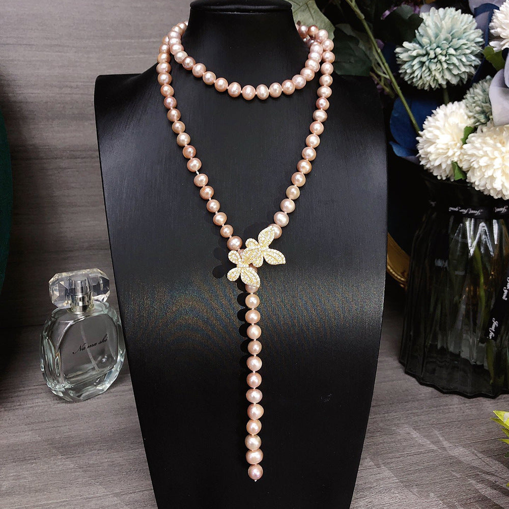 "Freshwater Pearl Necklace | Long-Length Simple Fashion for Women"