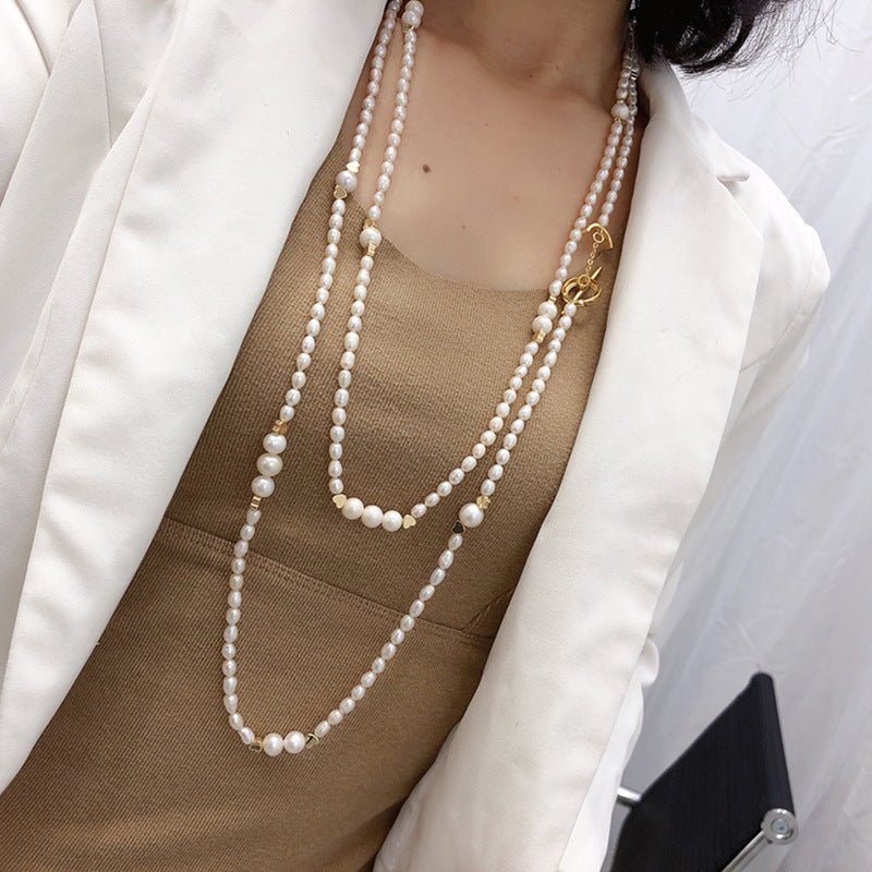 "Freshwater Pearl Necklace | Long-Length Simple Fashion for Women"