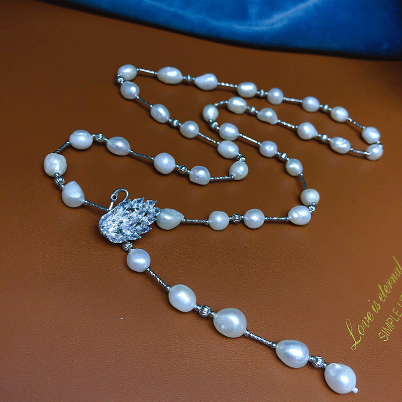 Baroque Pearl Necklace for Women - White Pendant, Unique & Versatile Design