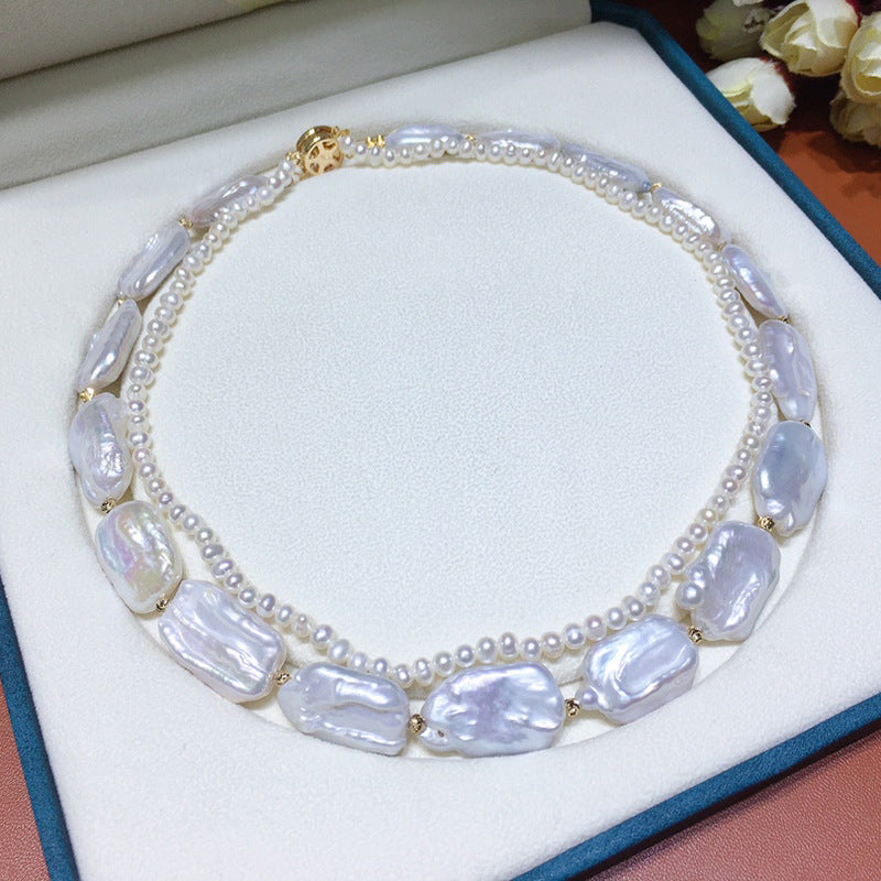 Manufacturers wholesale live supply a variety of freshwater pearl baroque necklace 4-17mm fashionable and simple women's winter new models