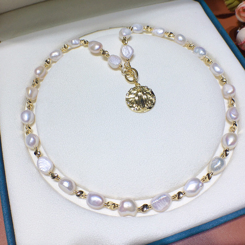 Manufacturers wholesale live supply a variety of freshwater pearl baroque necklace 4-17mm fashionable and simple women's winter new models