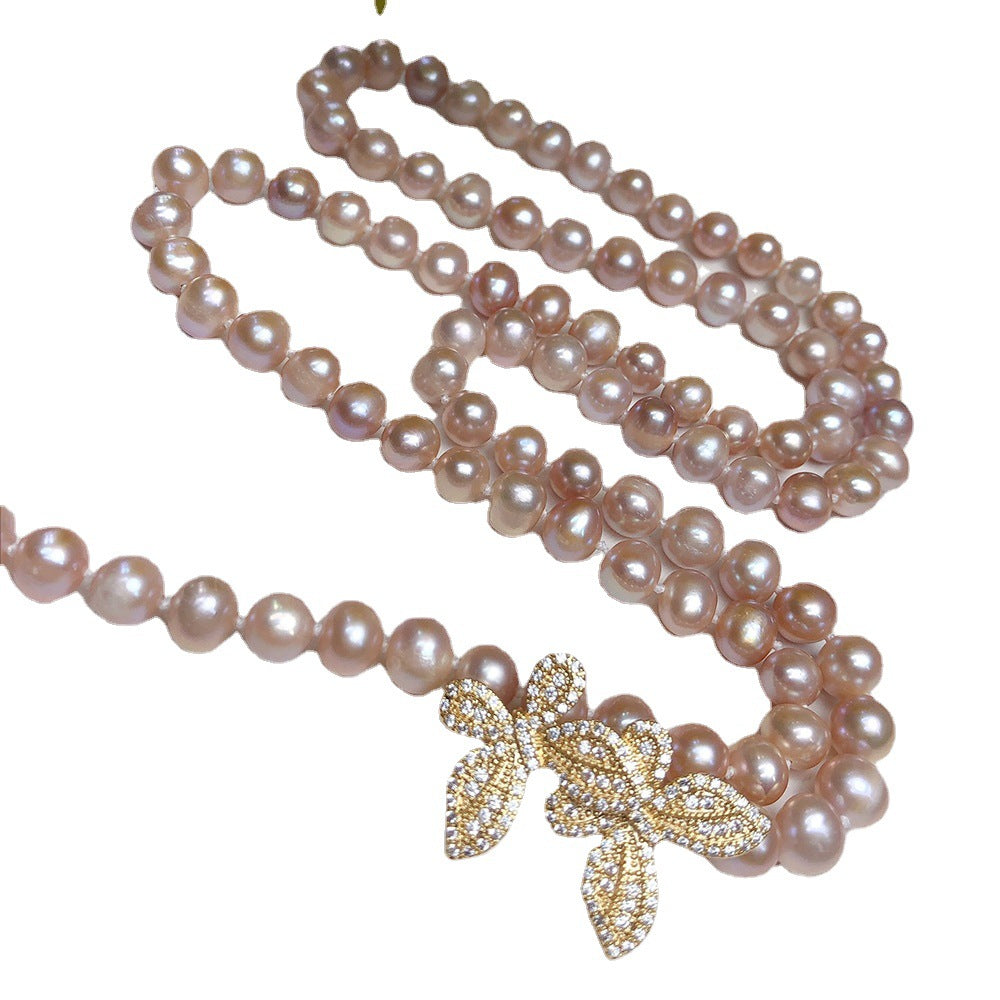 "Freshwater Pearl Necklace | Long-Length Simple Fashion for Women"