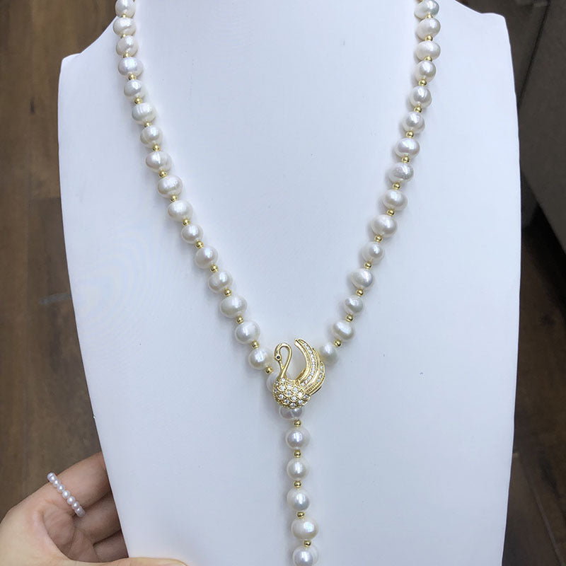 "Freshwater Pearl Necklace | Long-Length Simple Fashion for Women"