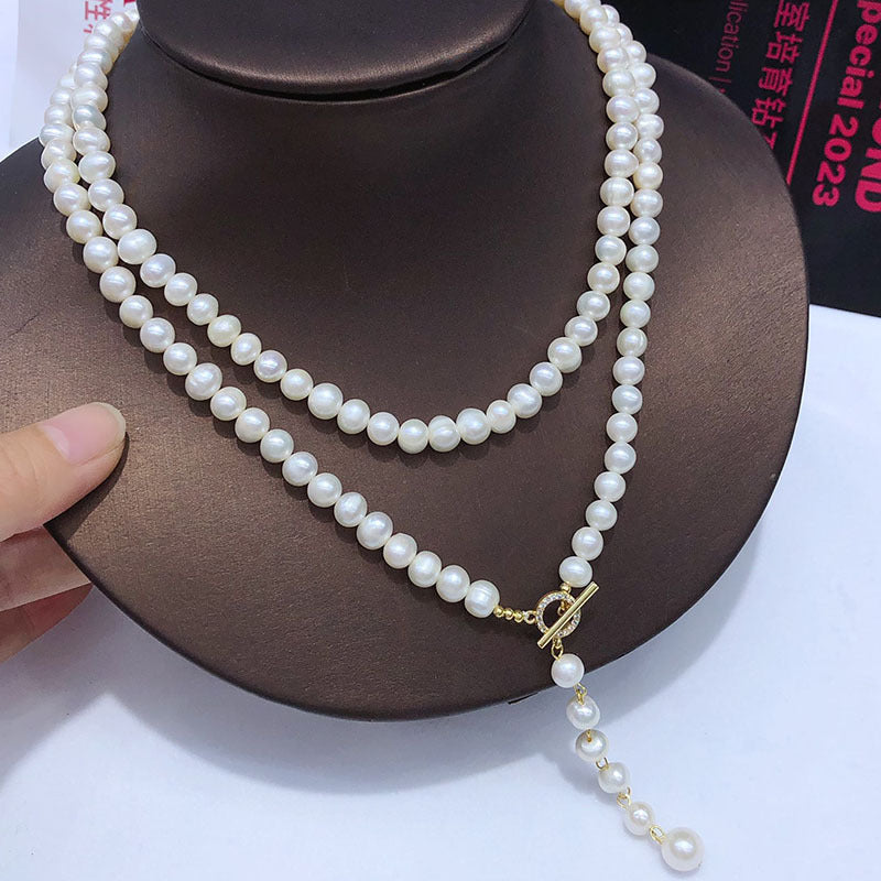 "Freshwater Pearl Necklace | Long-Length Simple Fashion for Women"