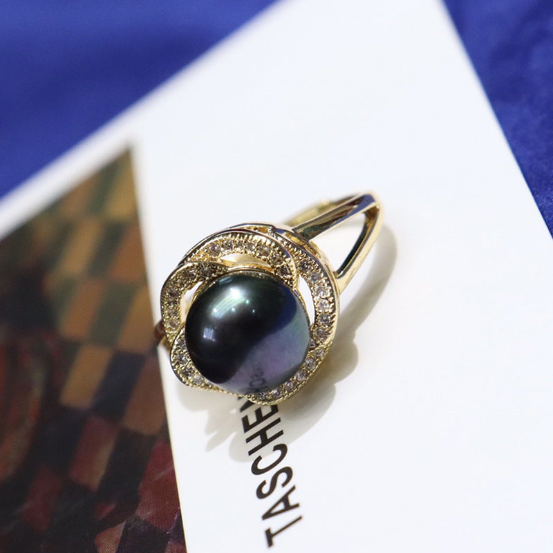 Natural freshwater pearl ring8-9mm, gilded with 18K gold versatile in temperament