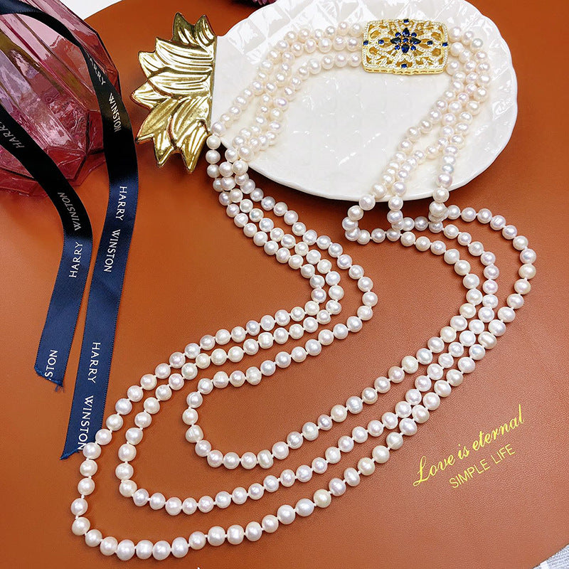 "Freshwater Pearl Necklace | Long-Length Simple Fashion for Women"