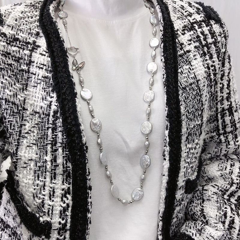 "Freshwater Pearl Necklace | Long-Length Simple Fashion for Women"