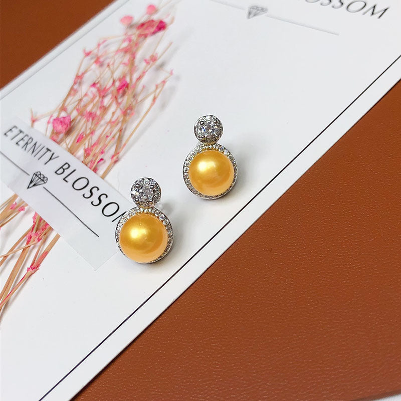 freshwater pearl stud earrings fashion versatile jewelry