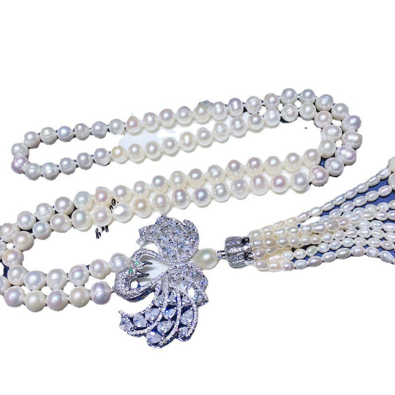8-9mm Freshwater Pearl Necklace - Korean Style, Simple Tassel, Near-Round, Minimal Flaws