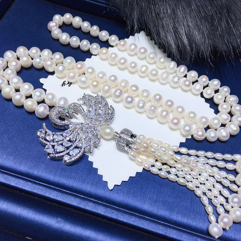 8-9mm Freshwater Pearl Necklace - Korean Style, Simple Tassel, Near-Round, Minimal Flaws