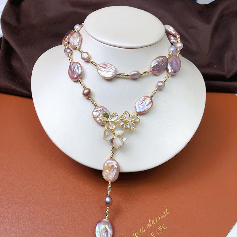 "Freshwater Pearl Necklace | Long-Length Simple Fashion for Women"