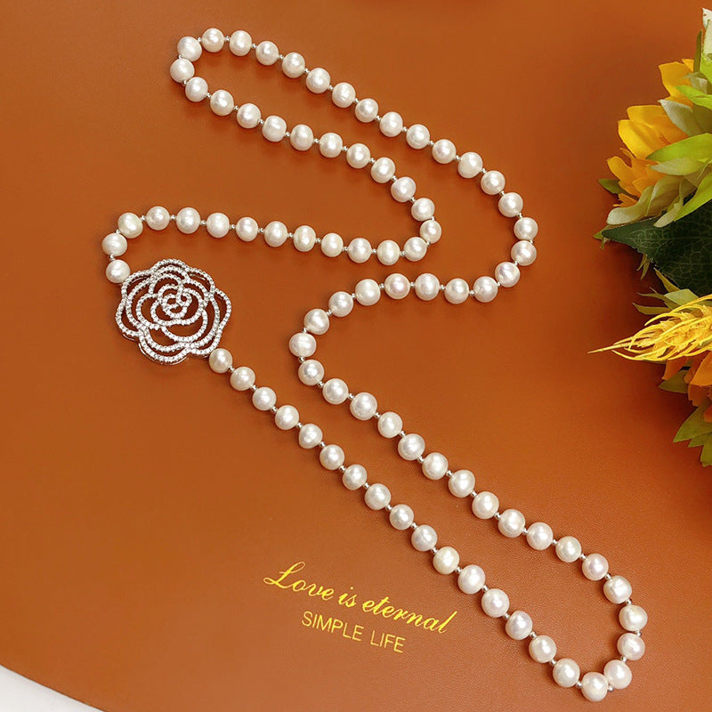 "Freshwater Pearl Necklace | Long-Length Simple Fashion for Women"