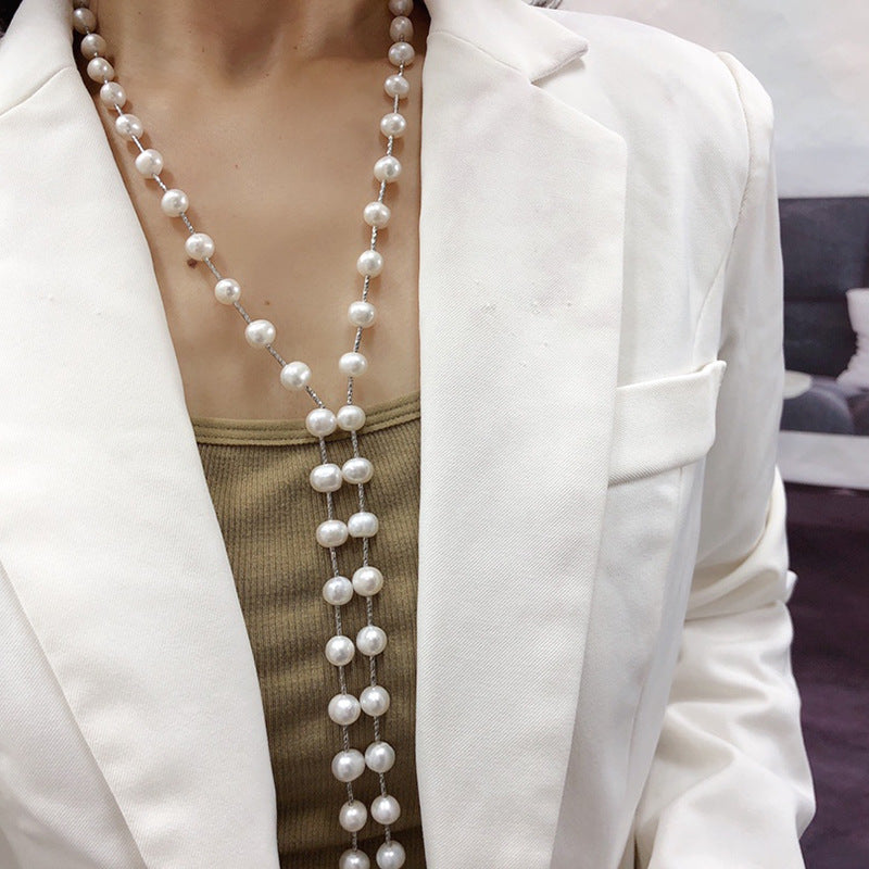 "Freshwater Pearl Necklace | Long-Length Simple Fashion for Women"