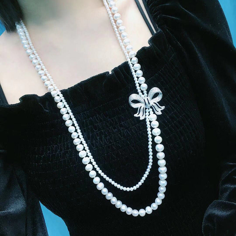 "Freshwater Pearl Necklace | Long-Length Simple Fashion for Women"
