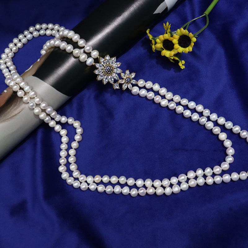 "Freshwater Pearl Necklace | Long-Length Simple Fashion for Women"