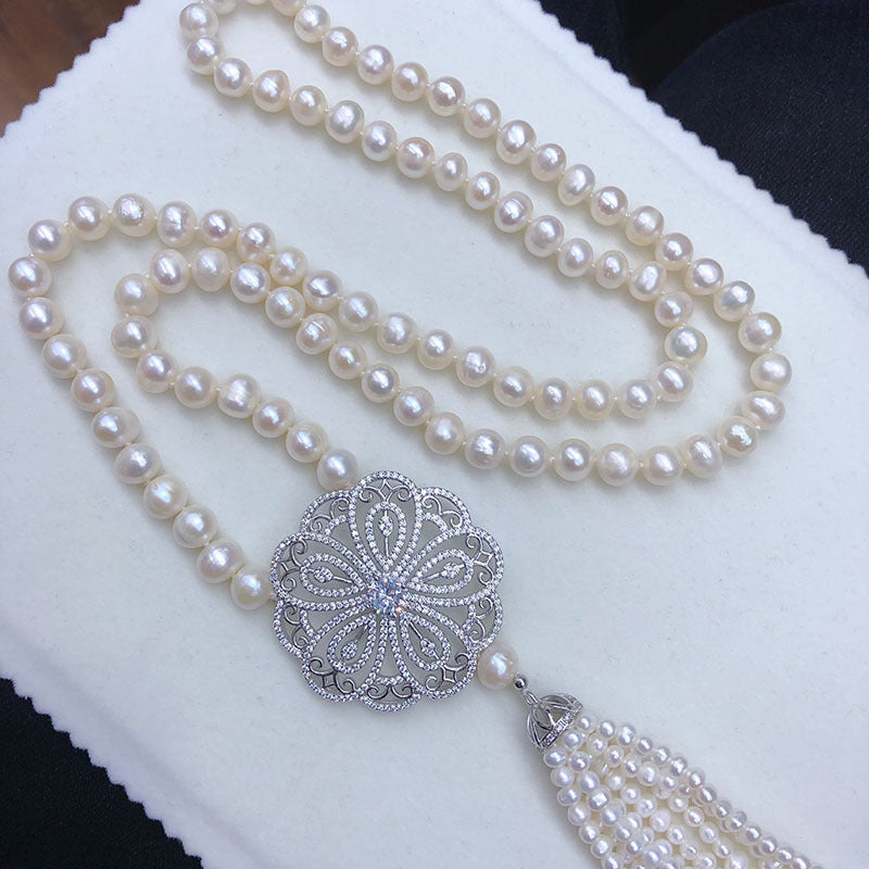 "Freshwater Pearl Necklace | Long-Length Simple Fashion for Women"