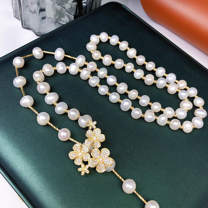 "Freshwater Pearl Necklace | Long-Length Simple Fashion for Women"