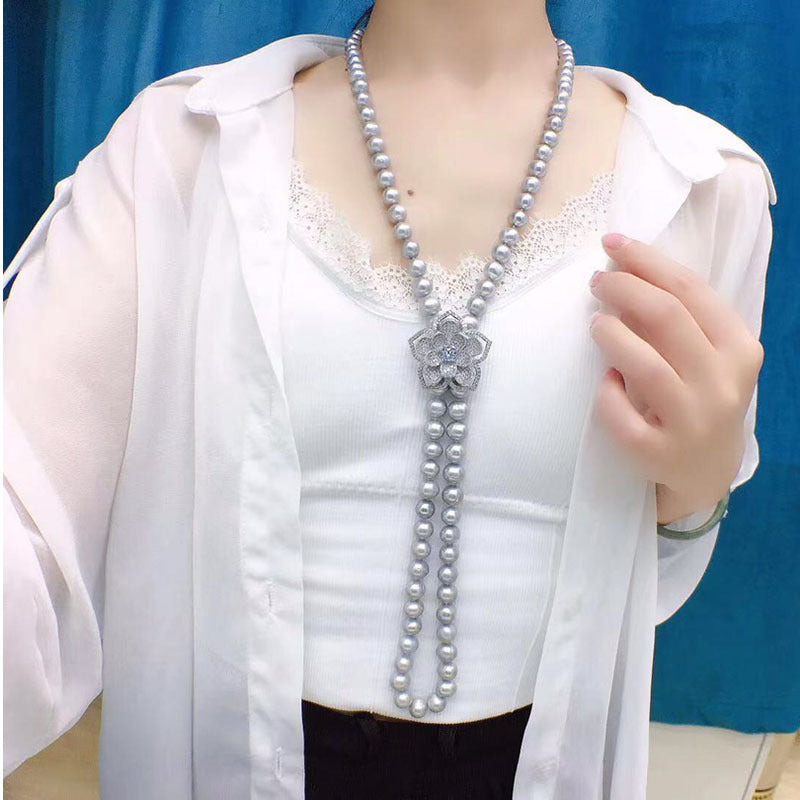 "Freshwater Pearl Sweater Chain | 8-9mm Simple Elegant Necklace for Women"