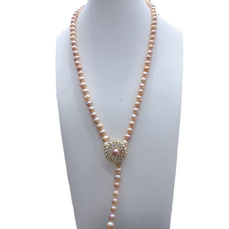 "Freshwater Pearl Necklace | Long-Length Simple Fashion for Women"