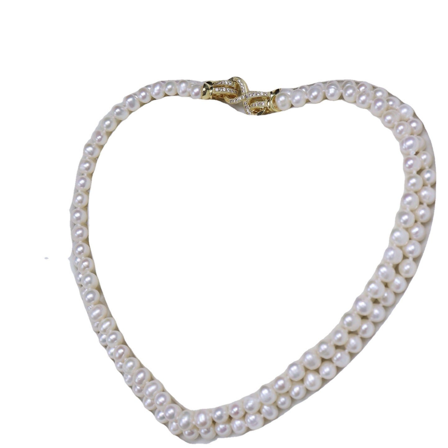 natural freshwater pearl necklace female, Hepburn style temperament versatile French double-layer collarbone chain
