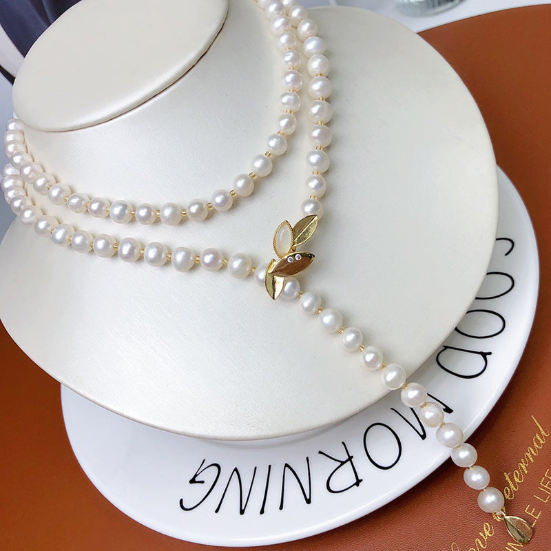 "Freshwater Pearl Necklace | Long-Length Simple Fashion for Women"
