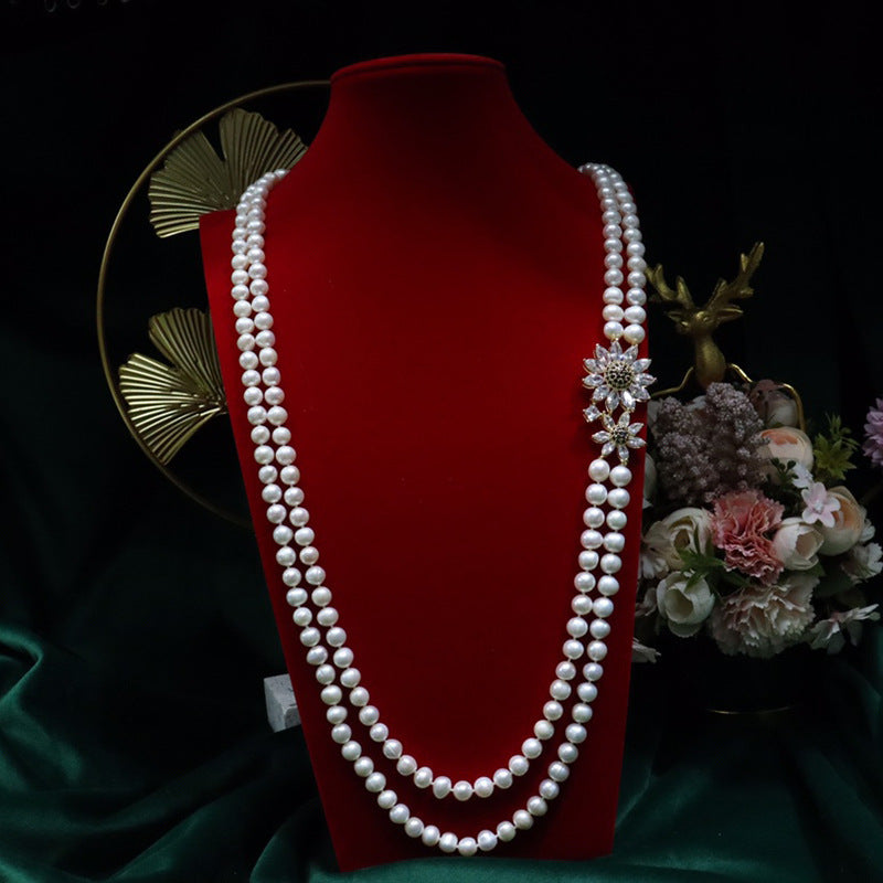 "Freshwater Pearl Necklace | Long-Length Simple Fashion for Women"