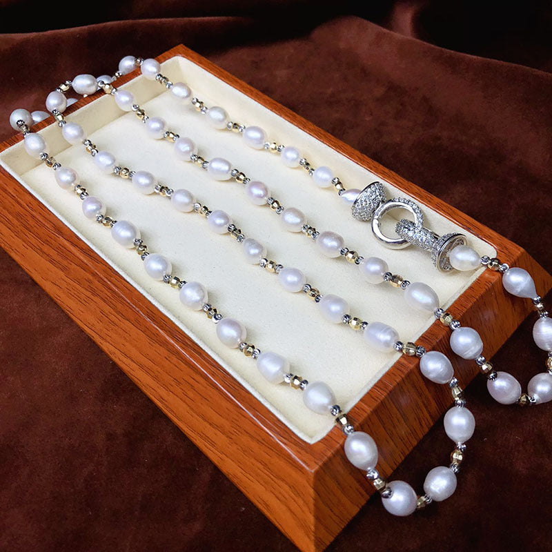 "Freshwater Pearl Necklace | Long-Length Simple Fashion for Women"