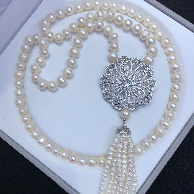 "Freshwater Pearl Necklace | Long-Length Simple Fashion for Women"