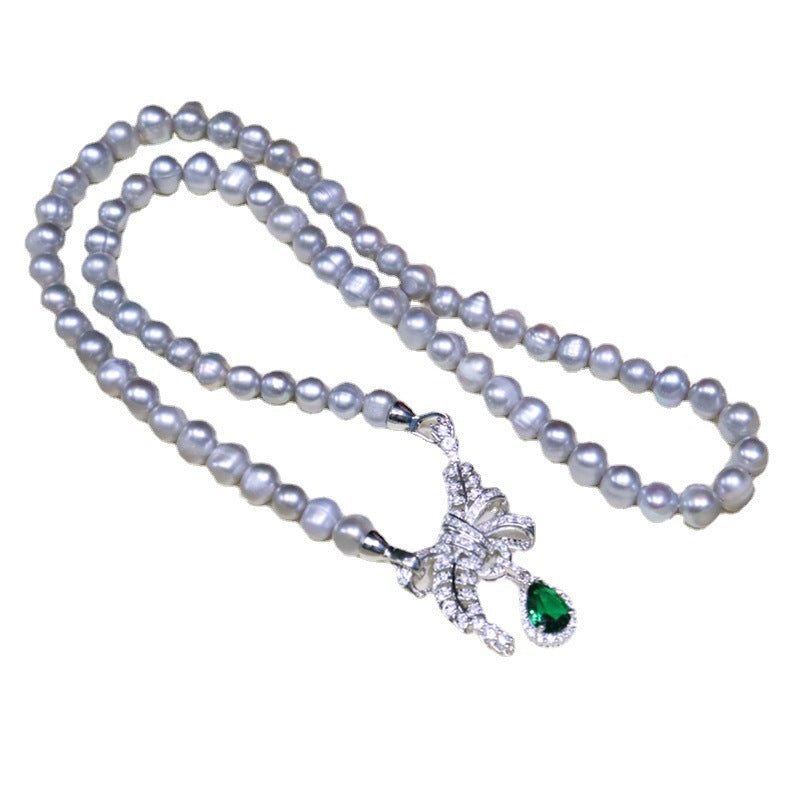 Freshwater pearl necklace women's 8-9mm nearly round and slightly flawed one multi-band autumn and winter fashion versatile collarbone chain jewelry 377
