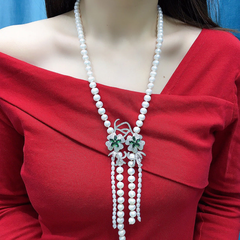 White Freshwater Pearl Necklace - Vintage Pendant Design, Elegant Gift