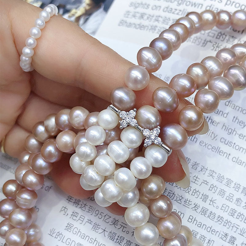 Long Freshwater Pearl Sweater Chain | Three-Layer Necklace for Women"