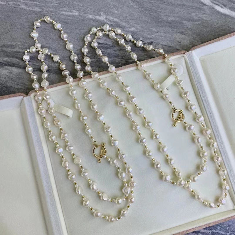 "Freshwater Pearl Necklace | Long-Length Simple Fashion for Women"