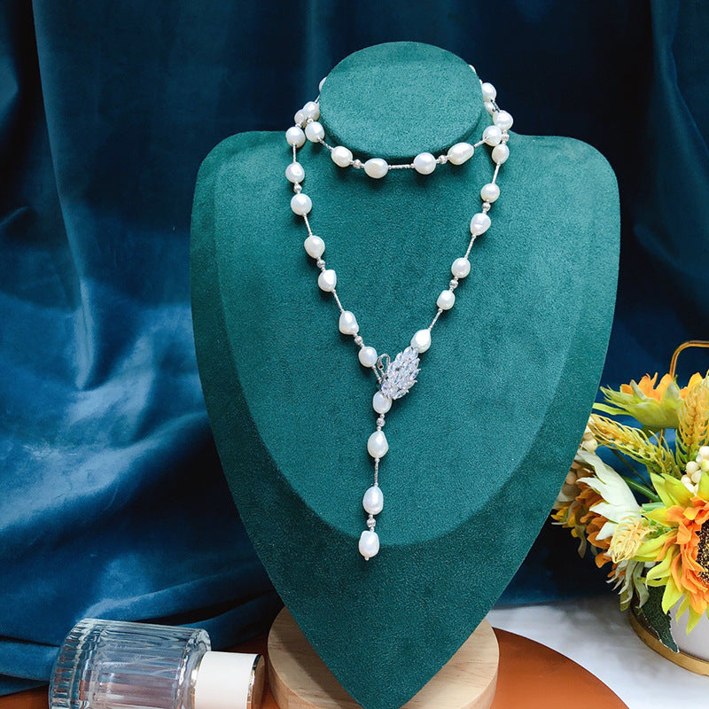Baroque Pearl Necklace for Women - White Pendant, Unique & Versatile Design
