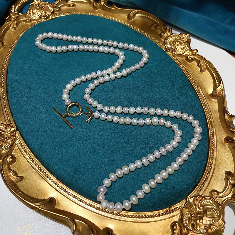 "Freshwater Pearl Necklace | Long-Length Simple Fashion for Women"