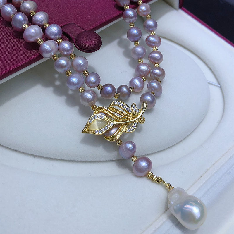 "Freshwater Pearl Necklace | Long-Length Simple Fashion for Women"