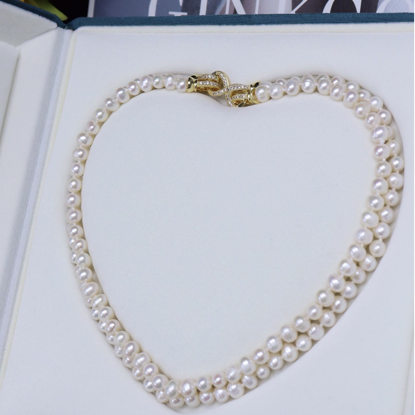 natural freshwater pearl necklace female, Hepburn style temperament versatile French double-layer collarbone chain
