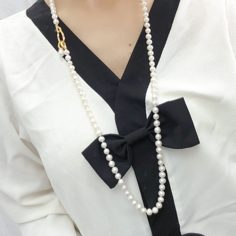 New Natural Freshwater Pearl Necklace - Long Versatile Minimalist Jewelry for Women, Elegant Fashion Pearl Chain