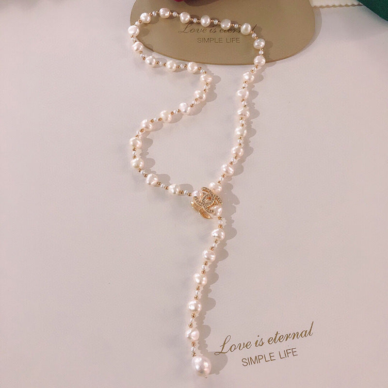 Natural Baroque Pearl Necklace for Women - Short Irregular Freshwater Pearl Chain, Fashion Jewelry for Autumn and Winter